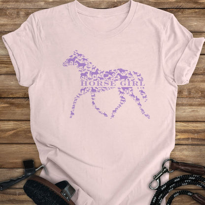 Horse Girl Pattern Pony Tee- Adult Size